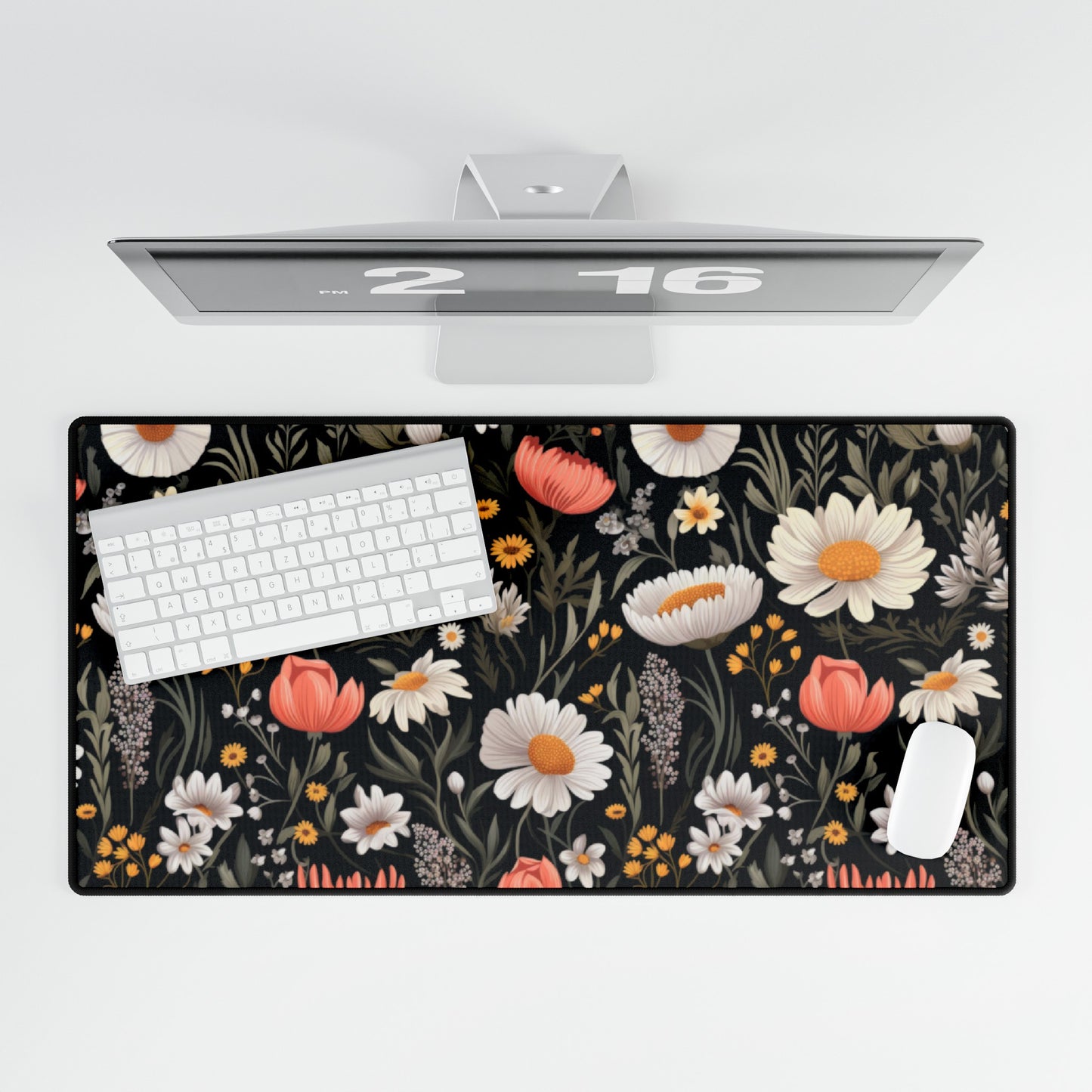 Blossom Elegance: Noir Garden Desk Mat