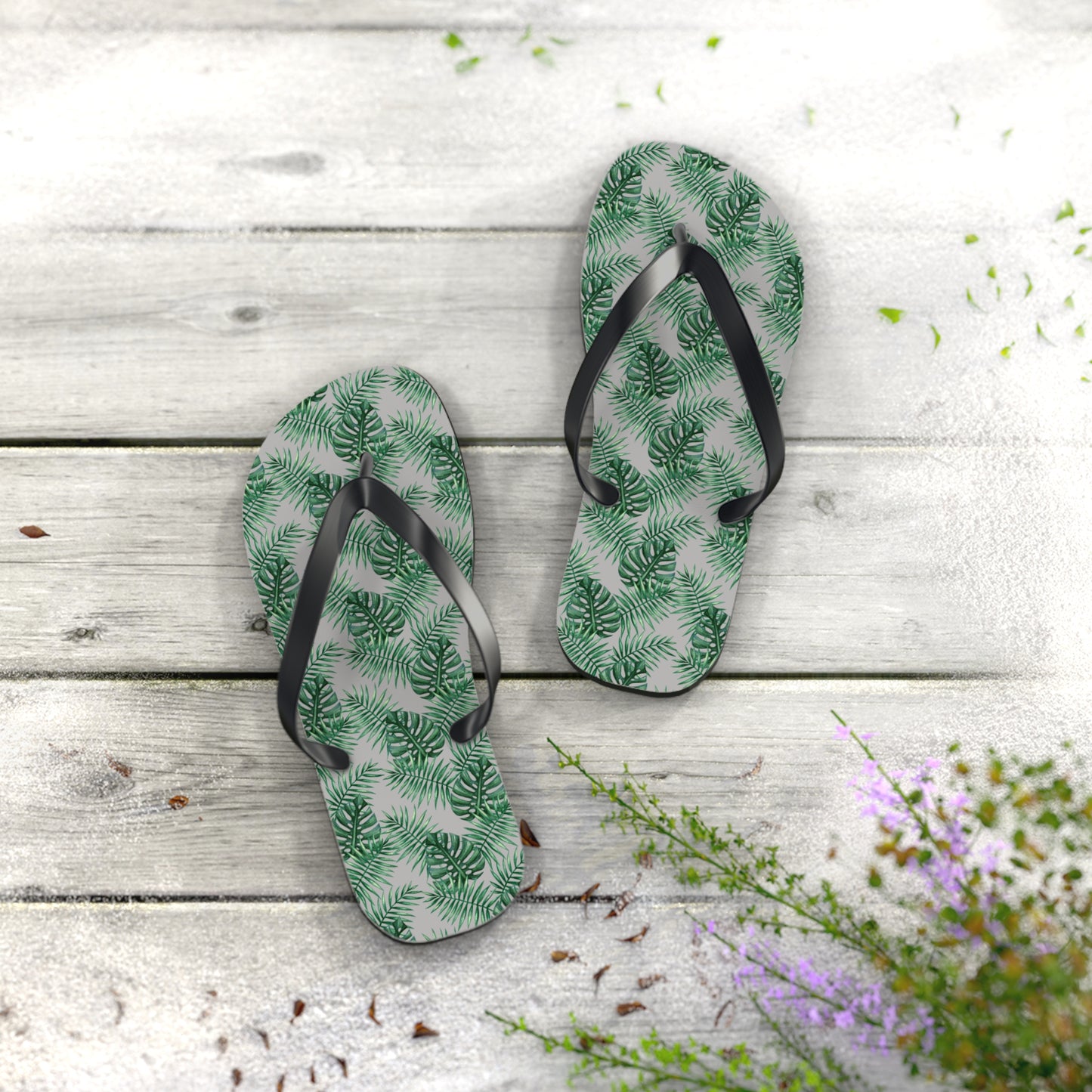 Grey Tropical Bliss Flip Flops