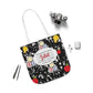 Personalized Black Composition Book Inspired Canvas Tote Bag with Colorful Straps, Cute School Bag, Eco-Friendly Tote, Back to School Shopping Bag, Teacher Gift Idea