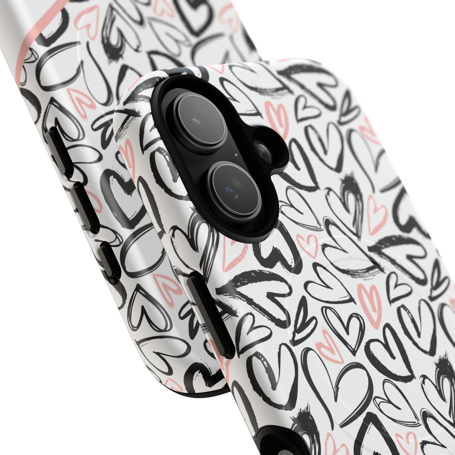 Heart Scribbles Tough Magnetic MagSafe®Case - Cute, Stylish, Gifts for Her, Love, Valentine's Day,  iPhone® 13, 14, 15, 16, 17, Pro, Pro Max, Plus Cases.