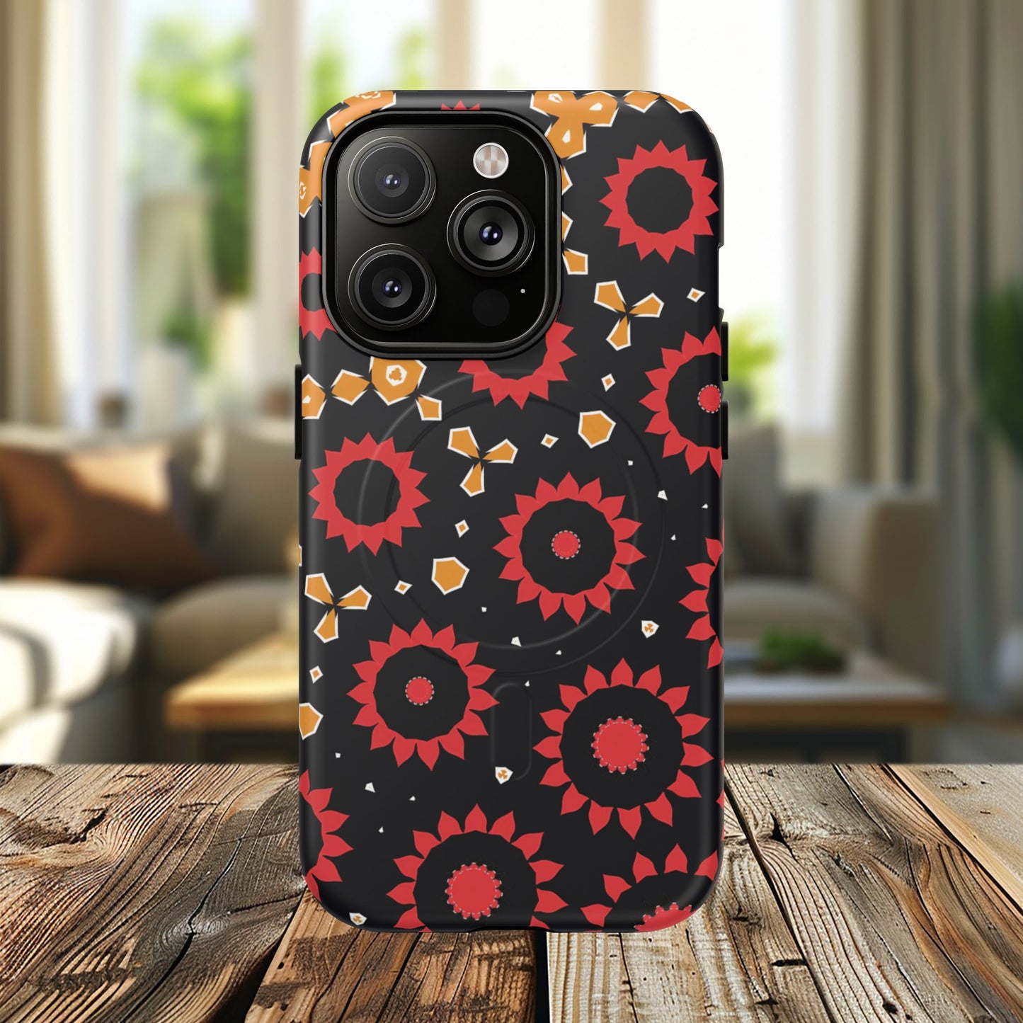 Midnight Ember Bloom Tough Magnetic iPhone Case, Bohemian Floral Design, Stylish iPhone Protection, Gift for Her, Trendy iPhone Accessories