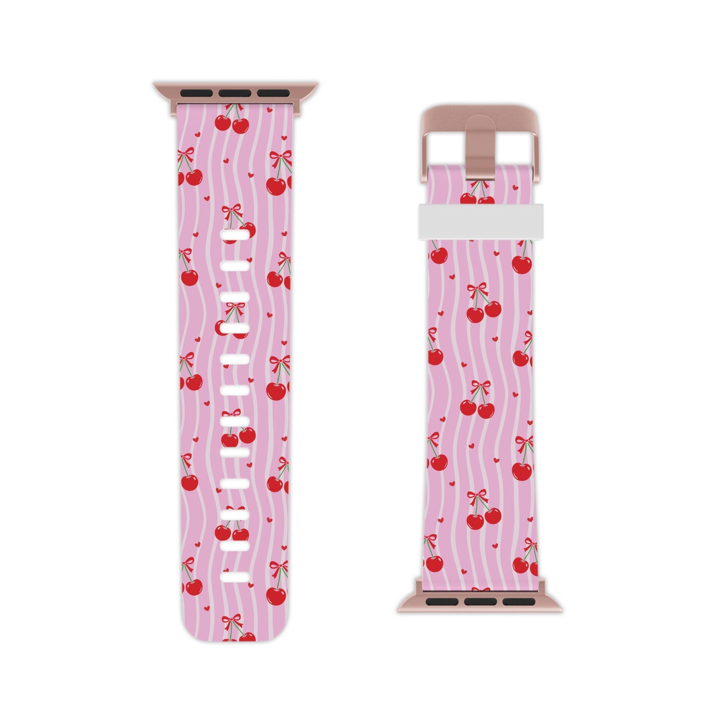 Cherry Blossom Dreams Apple Watch Band — Pink Retro Cherry Silicone Strap