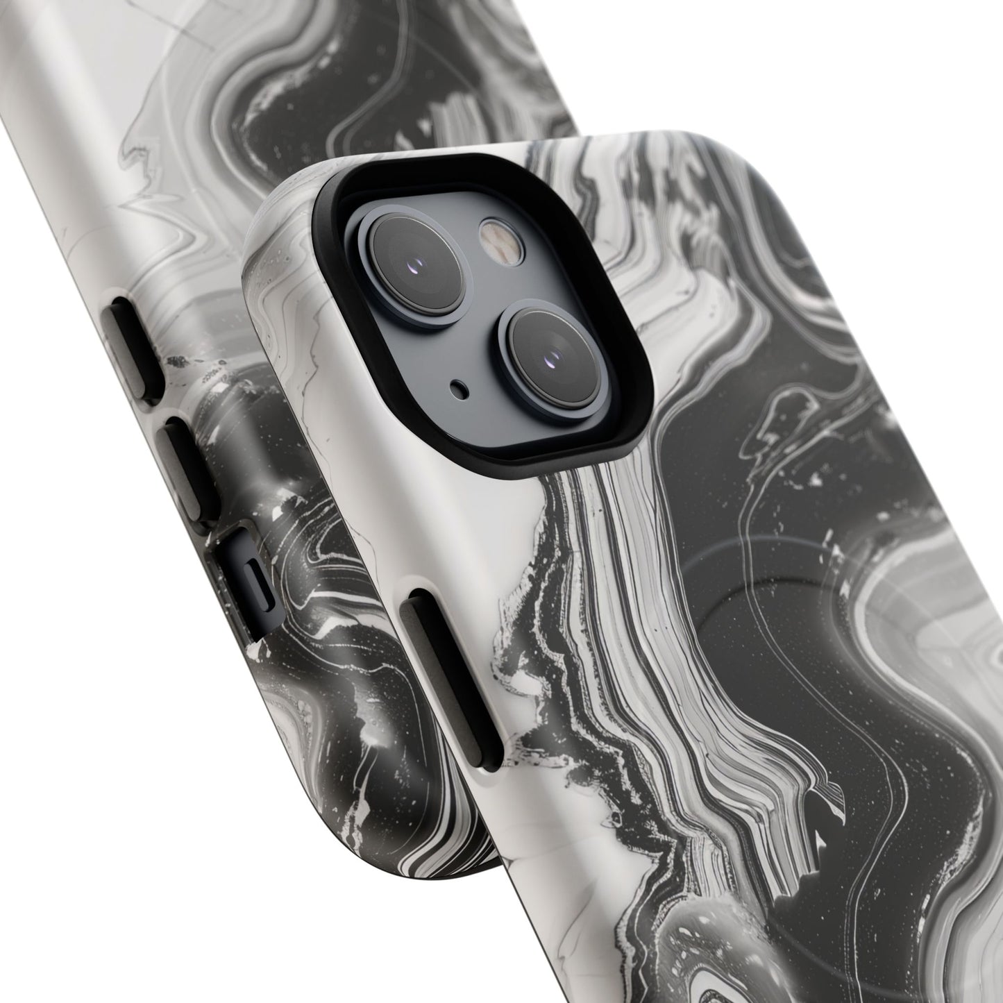 Black Marble Magnetic iPhone Case for Tough Protection, Stylish iPhone Mobile Accessory, Fashionable Gift, Unique Marble iPhone Design, Durable Smartphone Cover