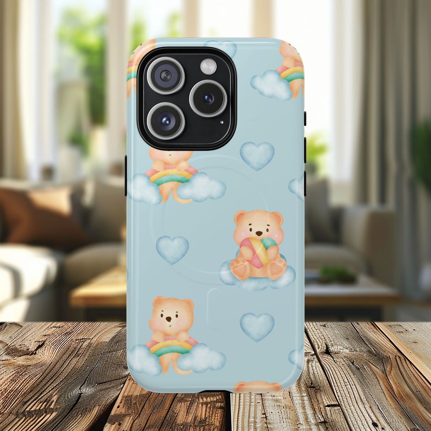 Cute Bear Magnetic iPhone Case, Kid-Friendly iPhone Cover, Stylish Cell Accessory, Gift for Kids, Durable Design for Any Occasion