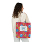 Personalized Kawaii Composition Book Inspired Canvas Tote Bag with Colorful Straps, Cute School Bag, Eco-Friendly Tote, Back to School Shopping Bag, Teacher Gift Idea