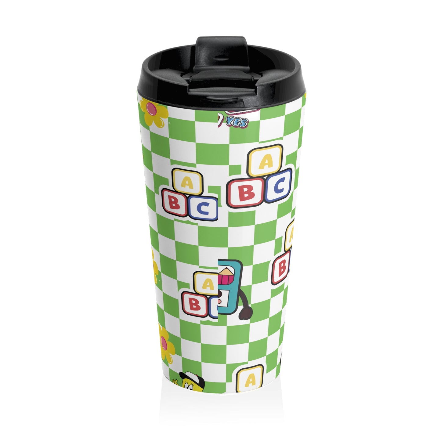 Customizable Green SchoolYard Chic Composition Book Inspired Travel Mug, Personalized Gift for Teachers, Back to School Drinkware, Christmas Present, Stylish Coffee Cup
