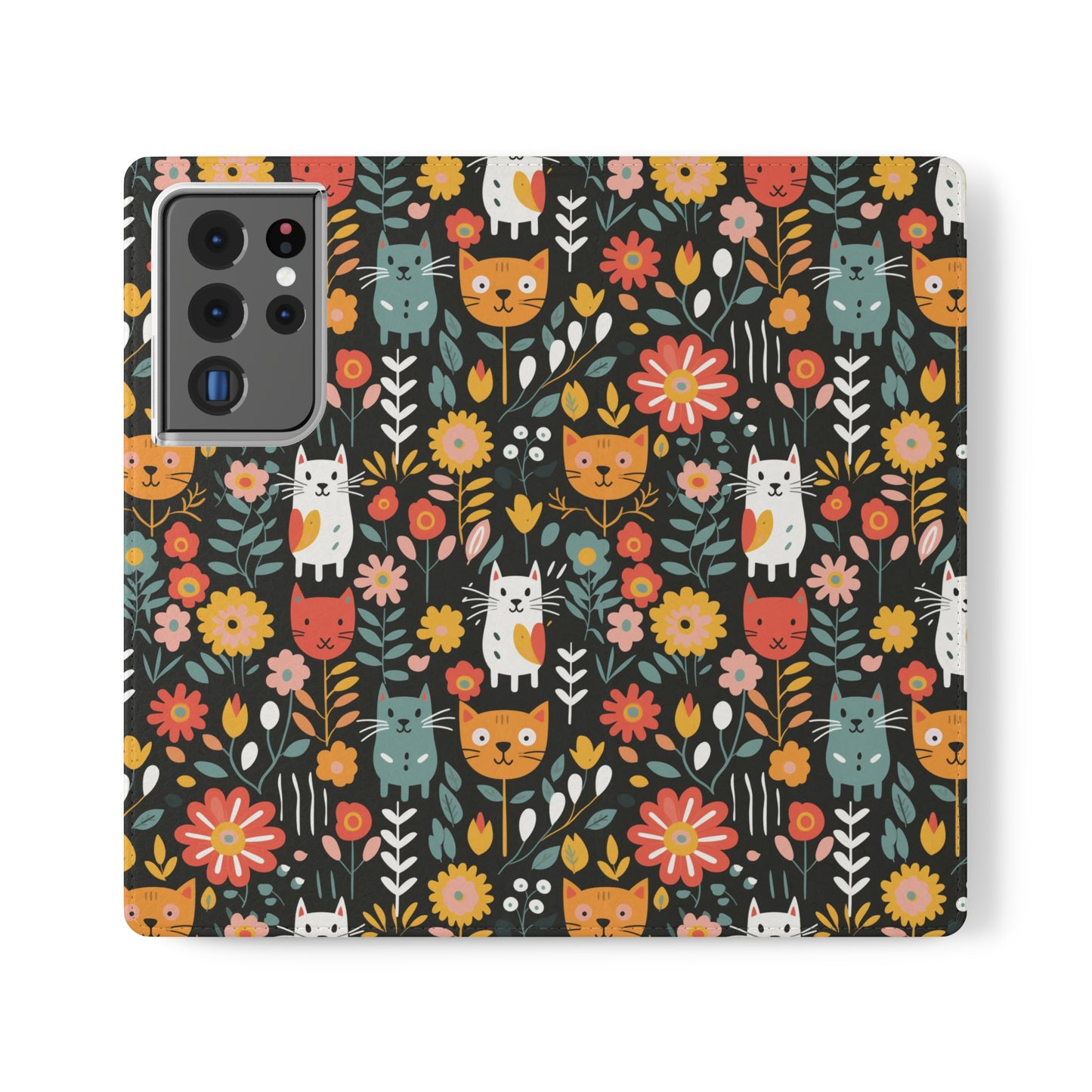 Whimsical Feline Garden iPhone and Samsung Flip Cases