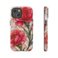 Stained Glass Effect Carnation Floral Tough Phone Case – Pink Vintage Botanical Protective Cover