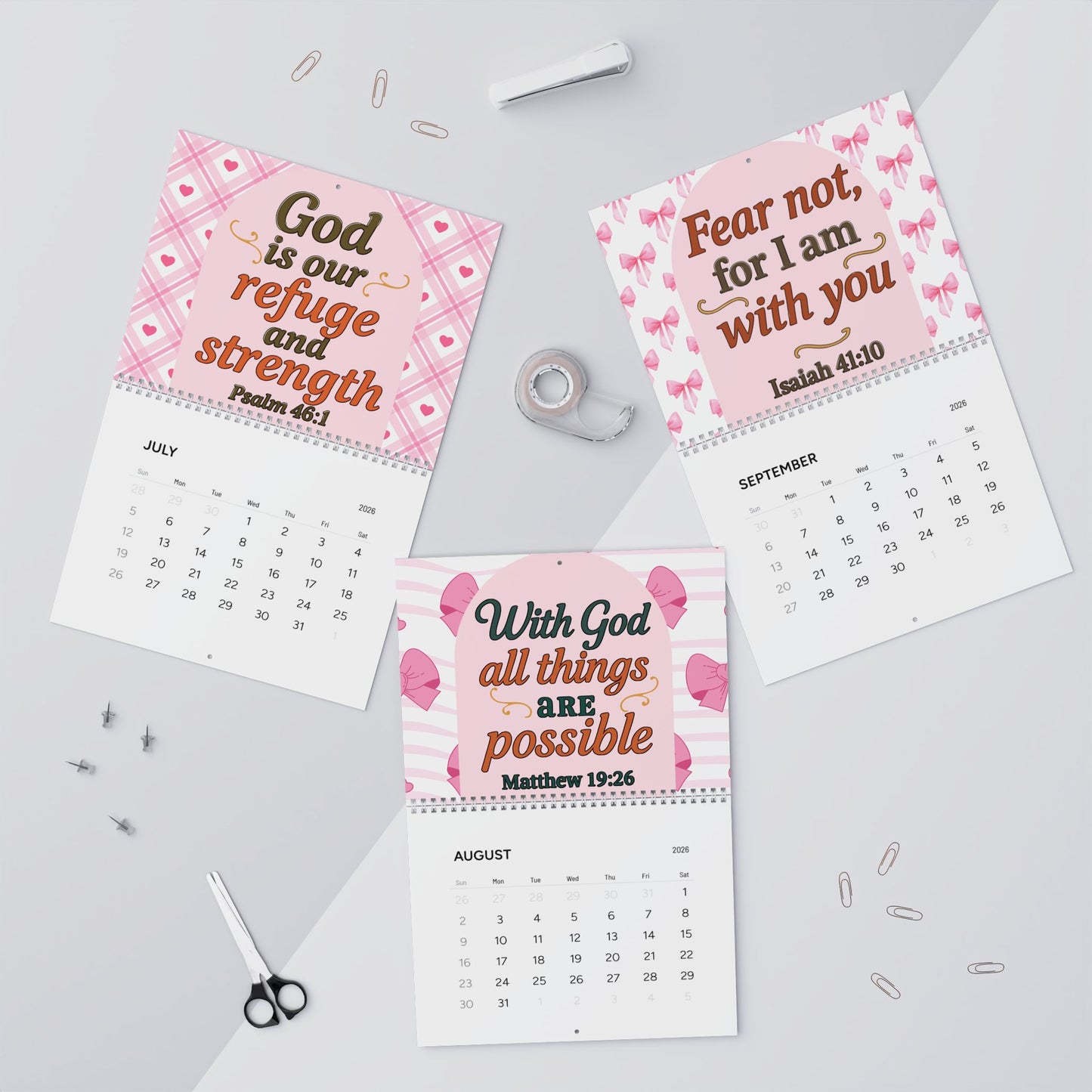 Inspirational Scripture Wall Calendar 2026 — Christian Bible Verse Monthly Calendar
