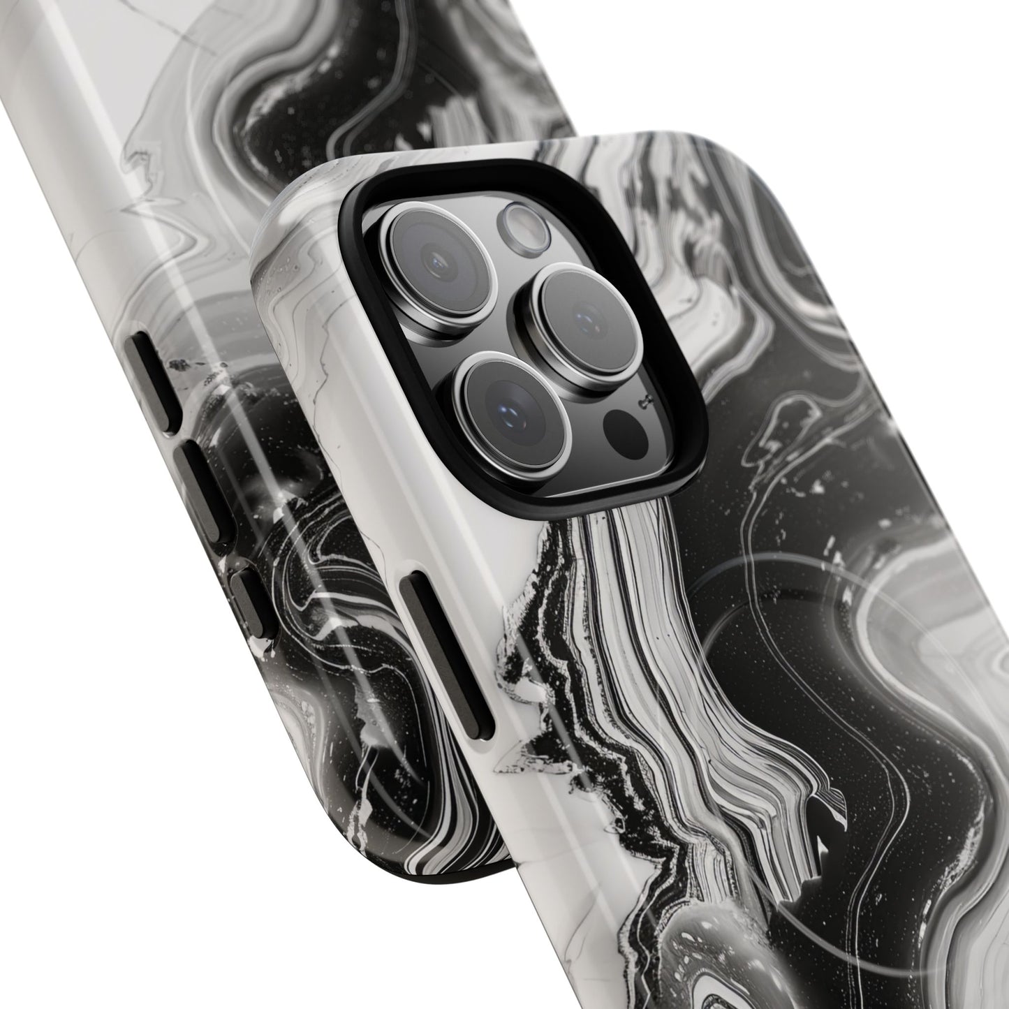 Black Marble Magnetic iPhone Case for Tough Protection, Stylish iPhone Mobile Accessory, Fashionable Gift, Unique Marble iPhone Design, Durable Smartphone Cover