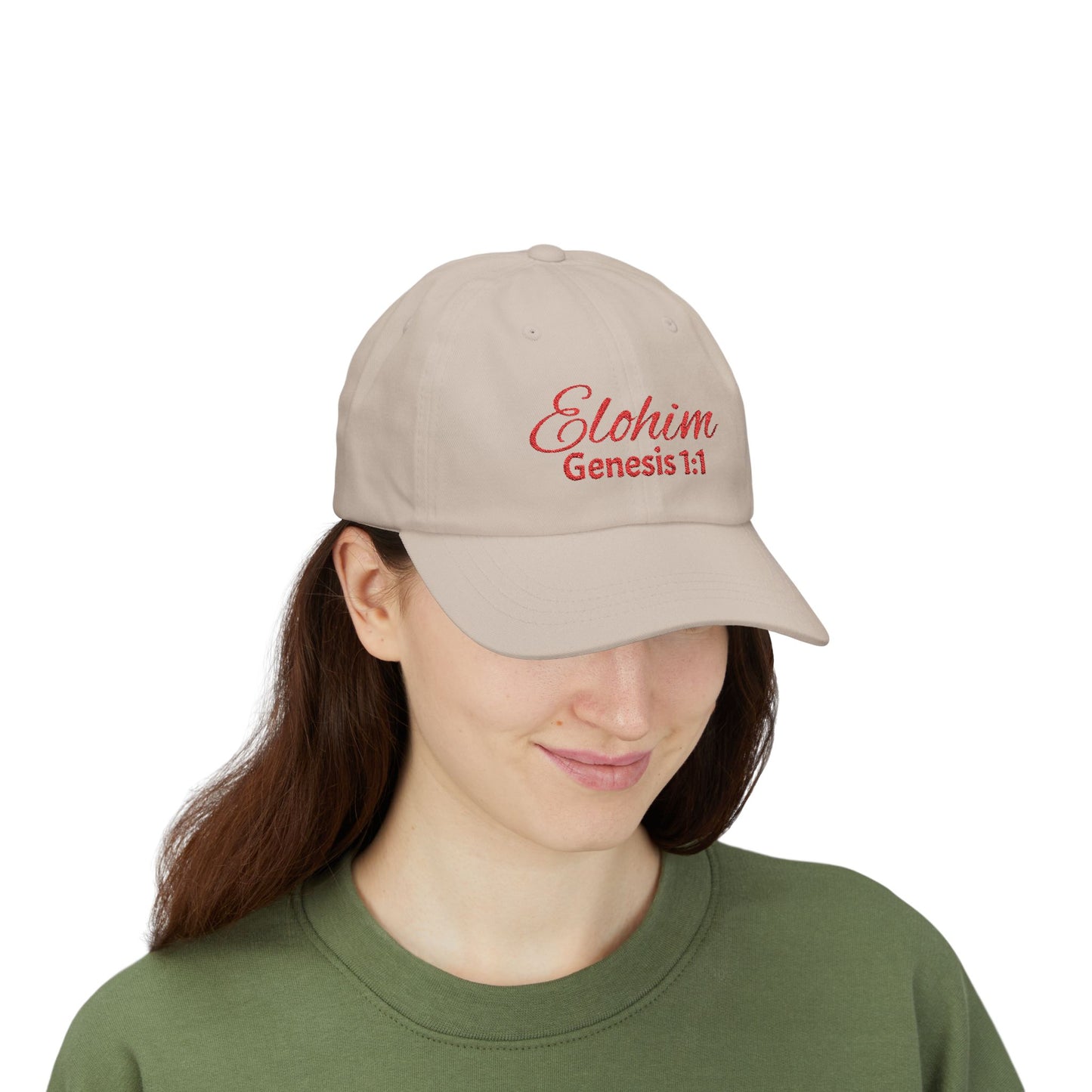 Classic Embroidery Dad Cap with 'ELOHIM, GENESIS 1:1' - Faith-Based Hat, Casual Wear, Gift for Dad, Christian Accessory, Summer Fashion
