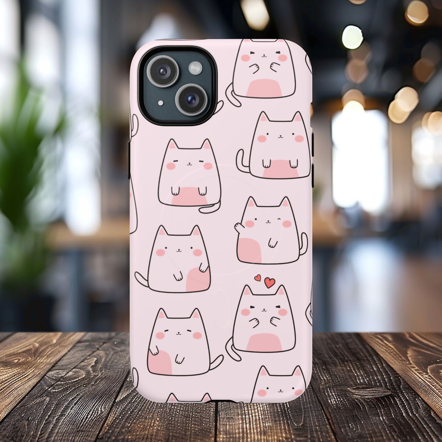 Cute Cat Magnetic iPhone Case, Tough iPhone Cover, Cat Lover Gift, Kawaii Style Case, Pet-Themed Gift