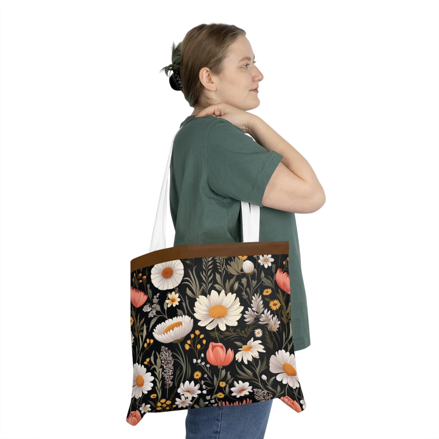 Blossom Elegance: Noir Garden Shoulder Tote Bag - Colorful Everyday Accessory