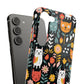 Whimsical Feline Garden Slim Cases for iPhone and Samsung Phones