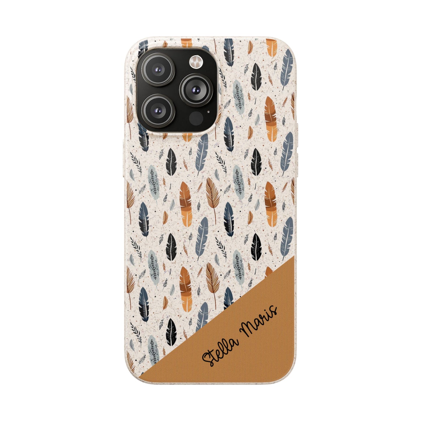 Personalized Whispering Feathers Samsung and iPhone Biodegradable Case, Custom Name Case.