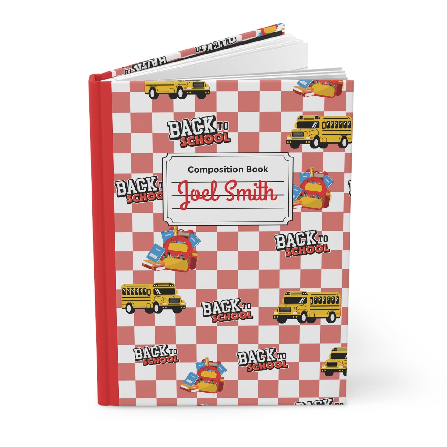 Custom Red SchoolYard Chic Composition Book Inspired Ruled Hardcover Journal for Kids, Fun School Notebook, Customizable Composition Book, Back to School Gift, Learning Organizer