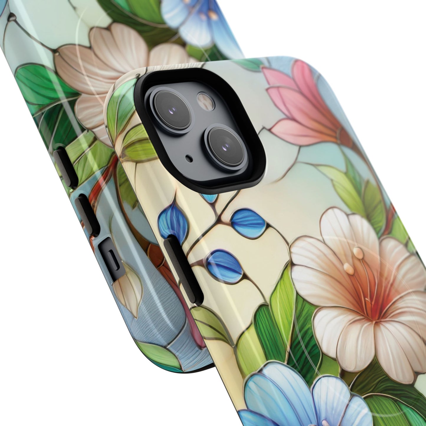 Rose Petal Mosaic Tough iPhone Magnetic Case, Durable Protection, Stylish iPhone Design, Gift for Her, Nature Lover, Unique Stained Glass  Accessory