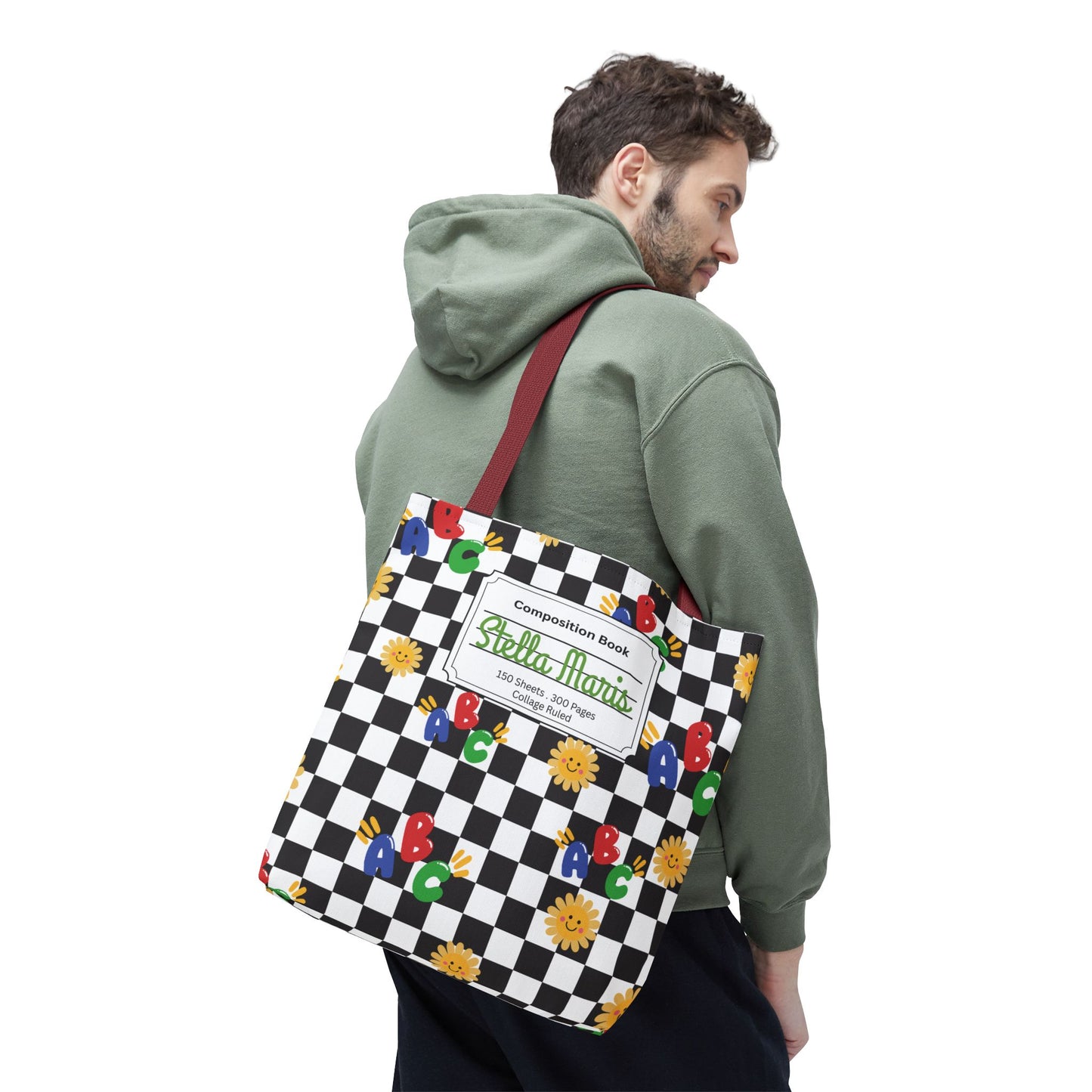 Personalized Schoolyard Chic Composition Book Inspired Tote Bag, Back to School Tote, Teacher Gift, Kids Bag, Custom Name Bag, Educational Accessories, Back to School Tote Bag.