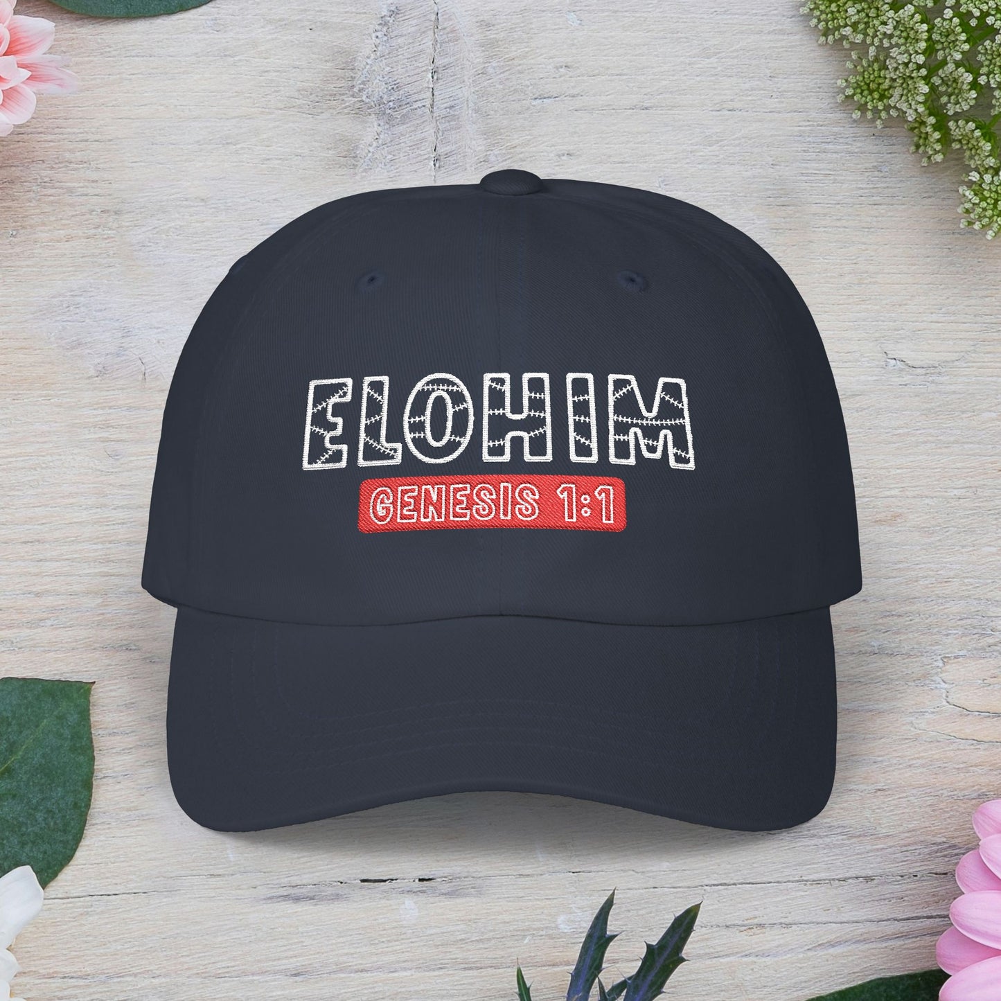 Classic Embroidery Dad Cap with 'ELOHIM, GENESIS 1:1' - Faith-Based Hat, Casual Wear, Gift for Dad, Christian Accessory, Summer Fashion