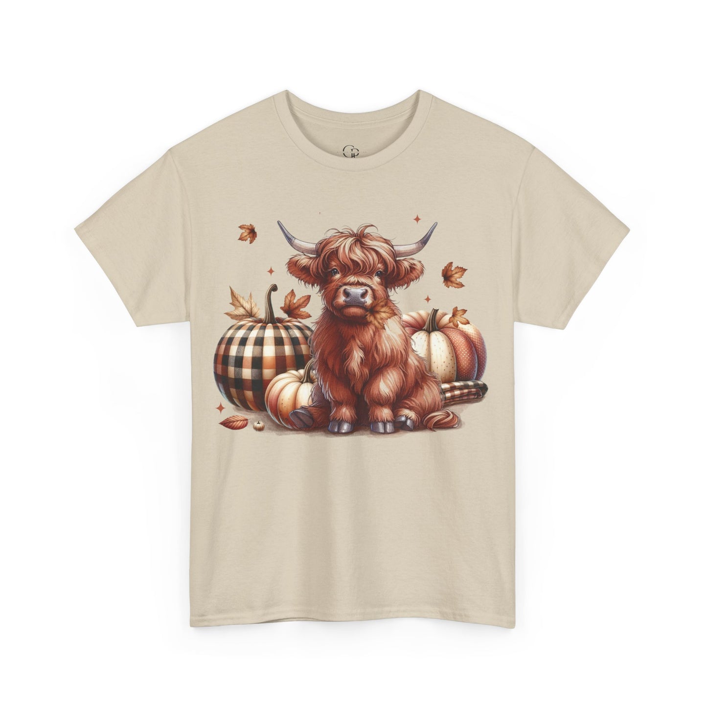 Autumn Highland Cow Charm Unisex Heavy Cotton Tee