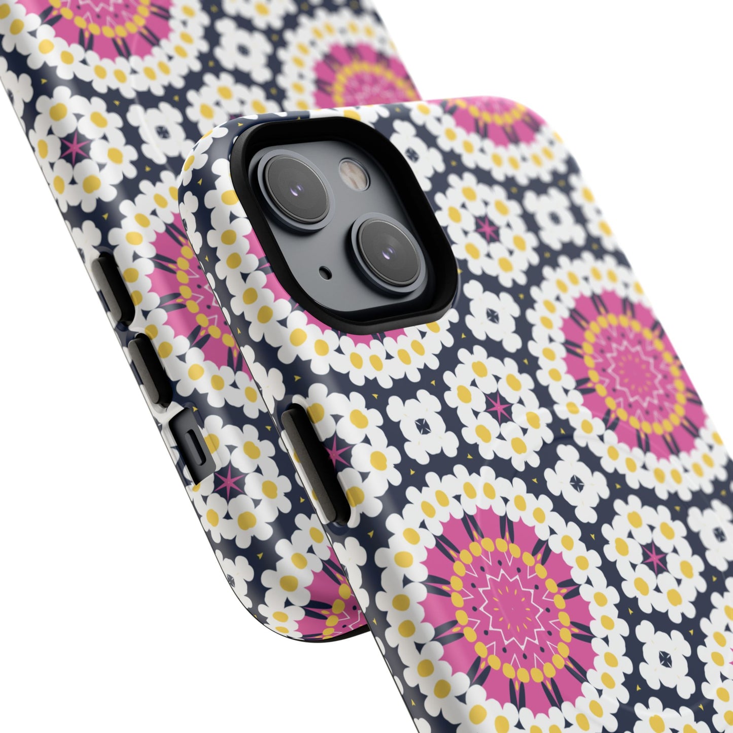 Petal Prism Pop Tough Magnetic iPhone Case, Tough Protection, Unique Design, Gift for Her, iPhone Accessories, Boho Style, Floral MagSafe Accessory.