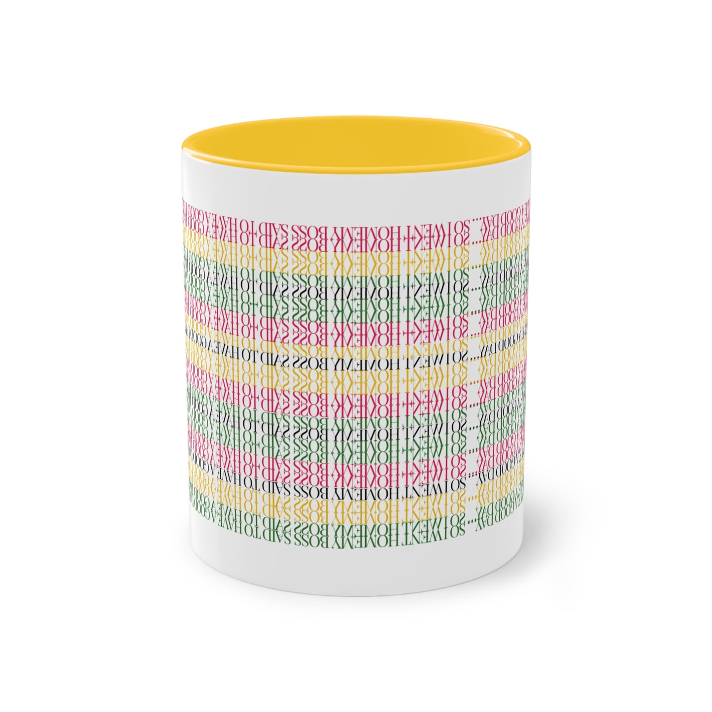 Two Tone Funny Hidden Message Mug - “My Boss said to have a good day… so I went home.”- Viral Optical Illusion Mug - Secret Sarcastic Work Message - Dishwasher Safe, Unique Gifts for Coffee Lovers, Home & Office Decor, Holiday Present.