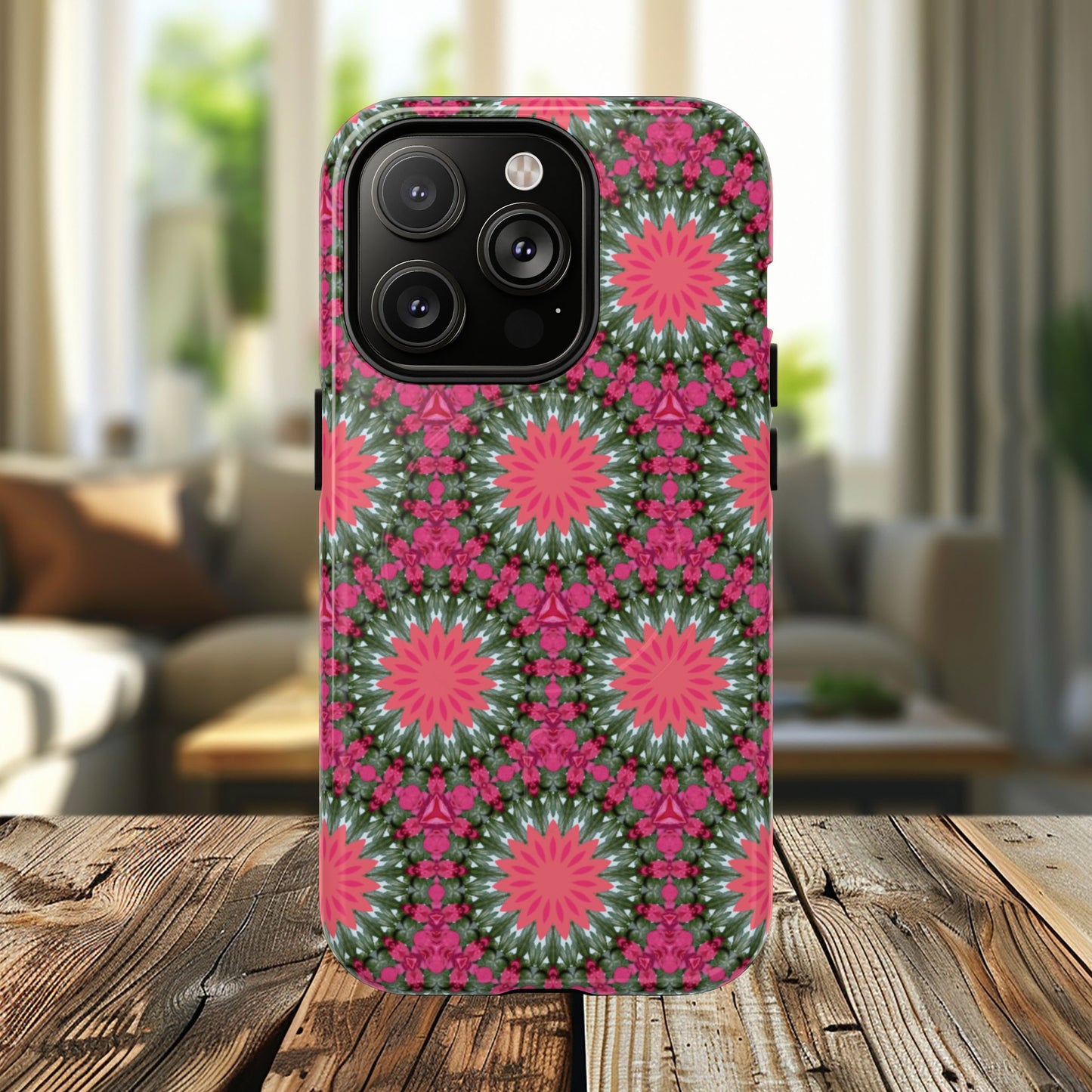 Floral KaleidoBloom iPhone Case, Tough Magnetic Cases, Floral iPhone Cover, Stylish Tech Accessory, Durable Design, Vibrant Gift Idea