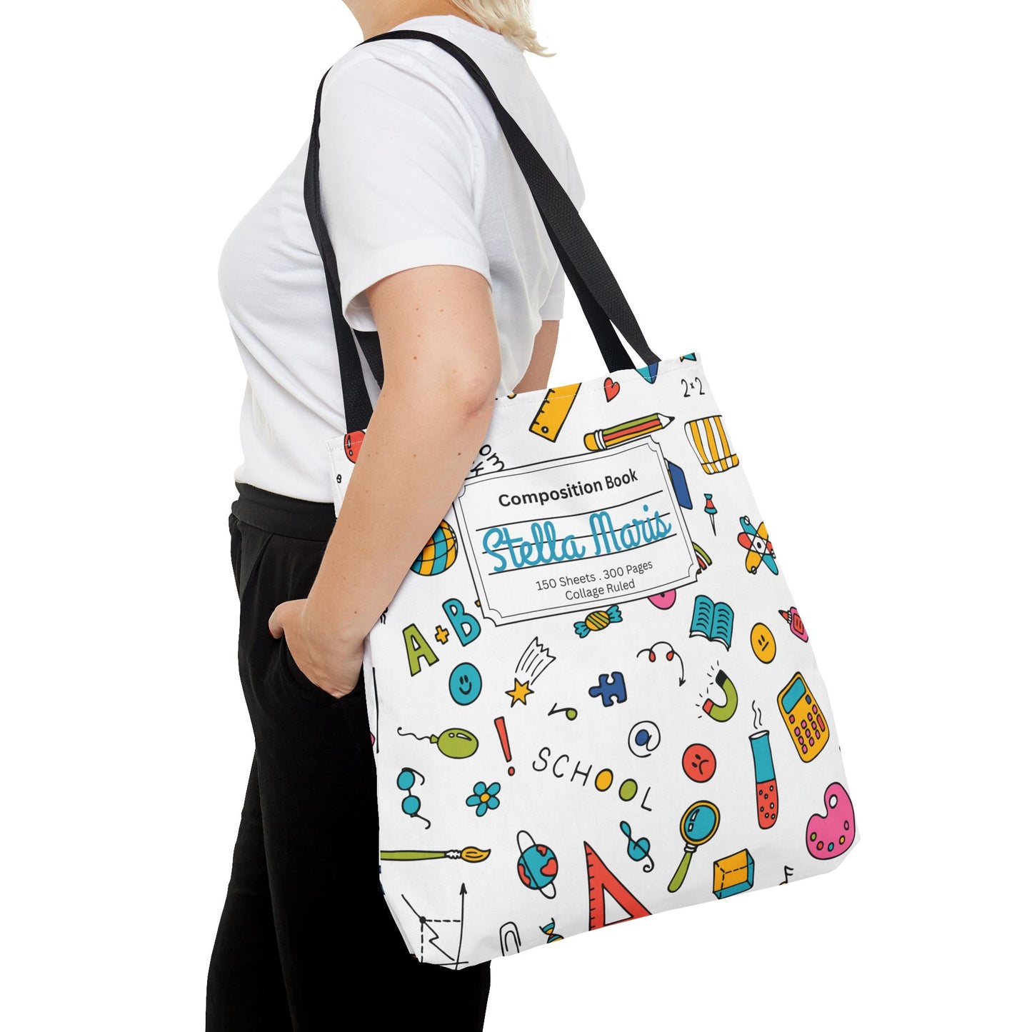 Personalized Classroom Couture Composition Book Inspired Tote Bag, Back to School Tote, Teacher Gift, Kids Bag, Custom Name Bag, Educational Accessories, Back to School Tote Bag.