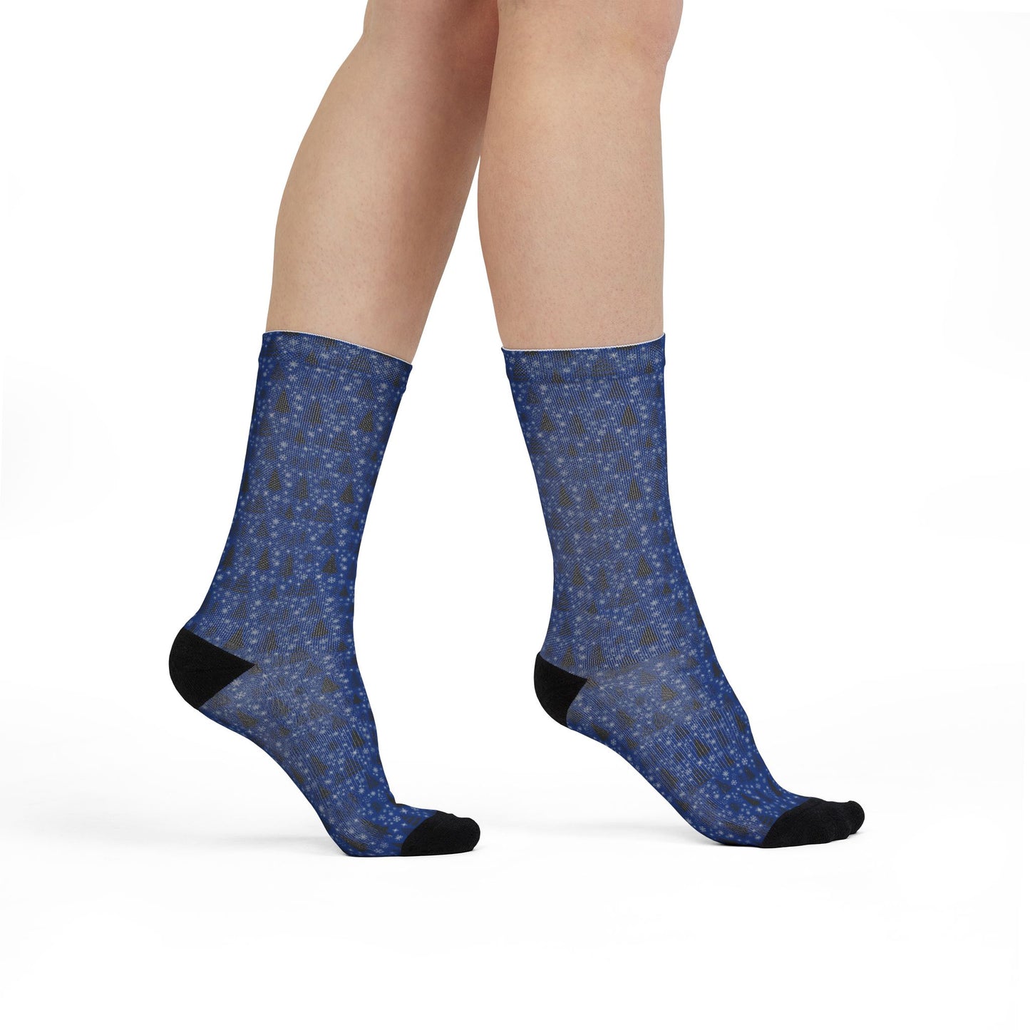 Winter Wonderland Navy Sublimation Crew Socks