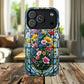 Floral Stained Glass Tough Magnetic Case, Durable Phone Cover, Gift for Nature Lovers, Unique Floral Design, Phone Accessories for All Occasions.