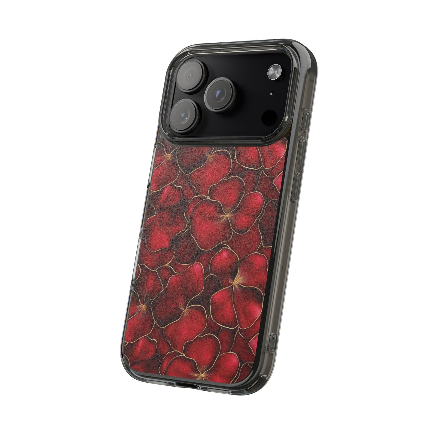 Velvet Petal Noir Floral Petal Clear Impact-Resistant iPhone and Samsung Case.