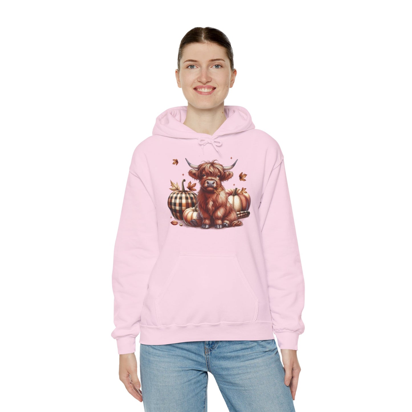 Autumn Highland Cow Charm Unisex Heavy Blend™ Hooded Sweatshirt