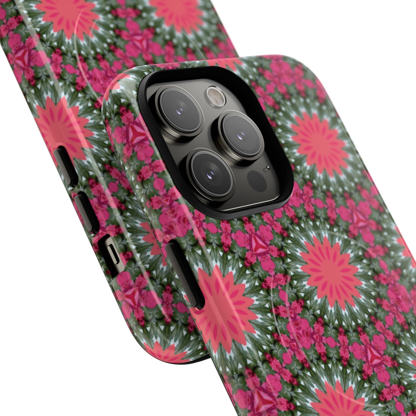 Floral KaleidoBloom iPhone Case, Tough Magnetic Cases, Floral iPhone Cover, Stylish Tech Accessory, Durable Design, Vibrant Gift Idea