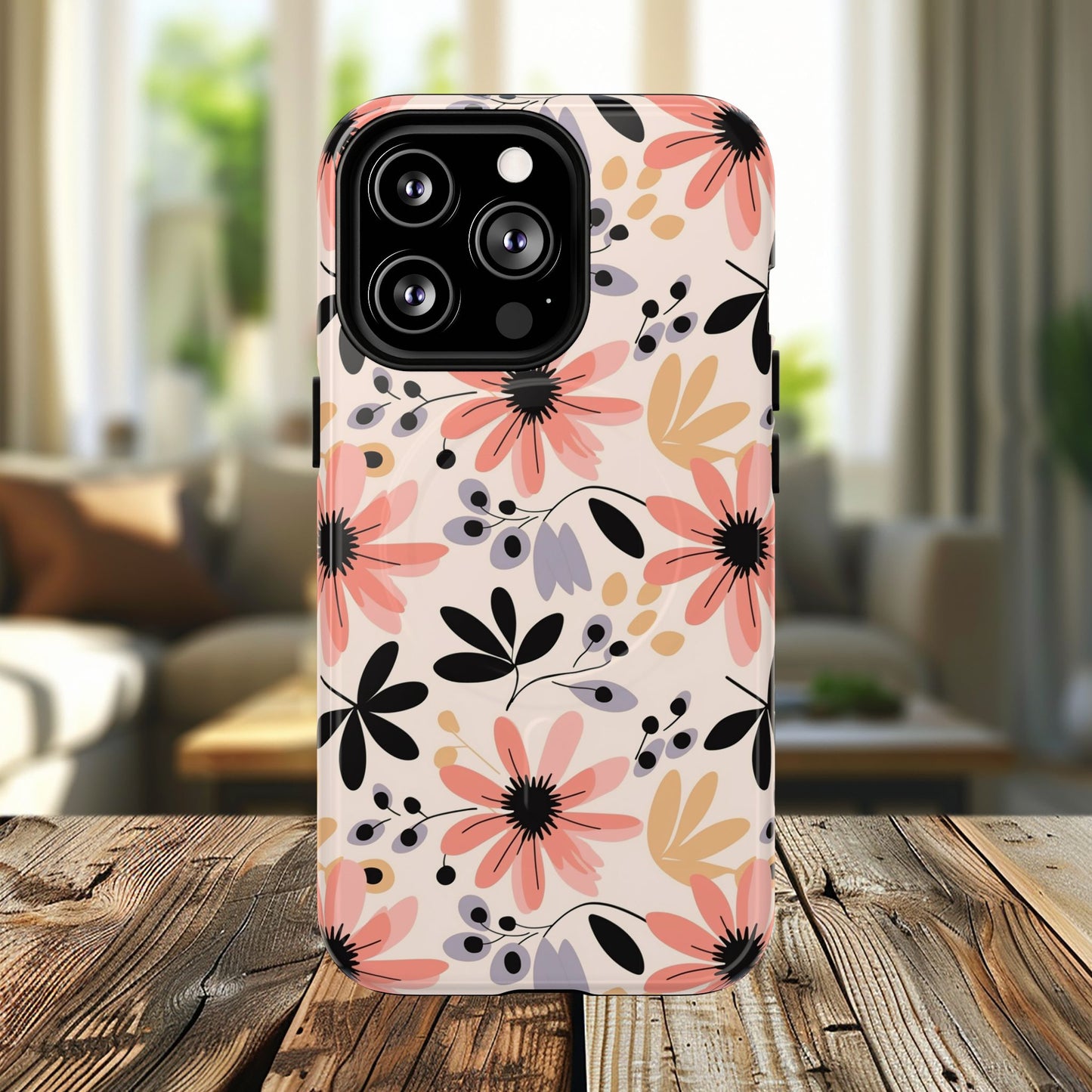 Stylish Soft Petal Noir iPhone Case, Floral iPhone Accessory for Her, Tough iPhone Magnetic Cases, Trendy iPhone Cover, Gift for Friends, Summer Vibes