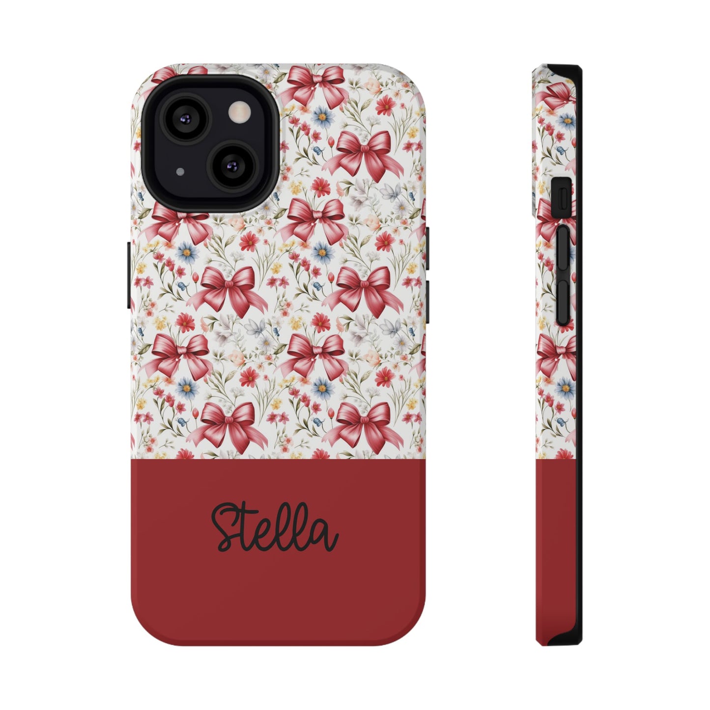 Personalized Rosette Coquette Floral Bow iPhone and Samsung Impact-Resistant Case — Custom Name Case