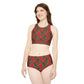 Red Tropical Bliss Sporty Bikini Set (AOP)