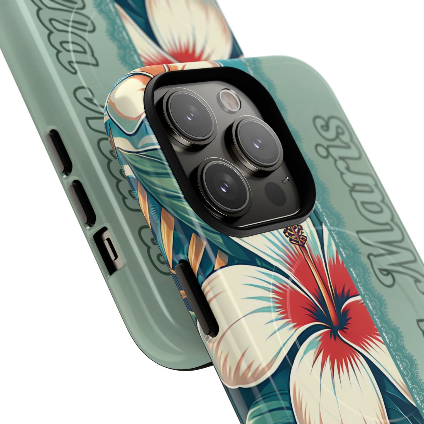 Personalized Tropical Floral Phone Case – Stylish Tough Magnetic Cases for iPhone, Customizable with Names, Perfect Gift for Nature Lovers