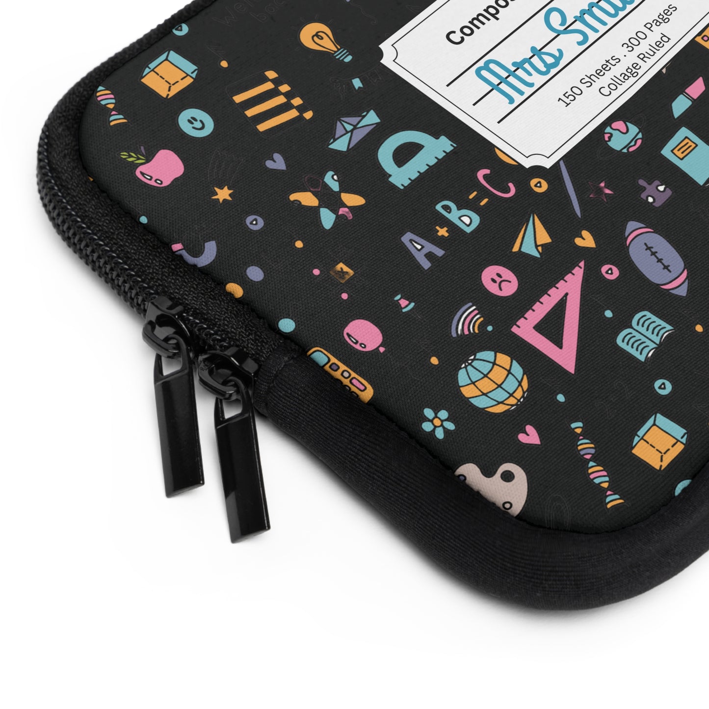 Personalized Chalkboard Chic Laptop Sleeve with Composition Book Inspired Design, Customizable Tech Case, School Supplies, Gift for Students, College Essentials, Back to School