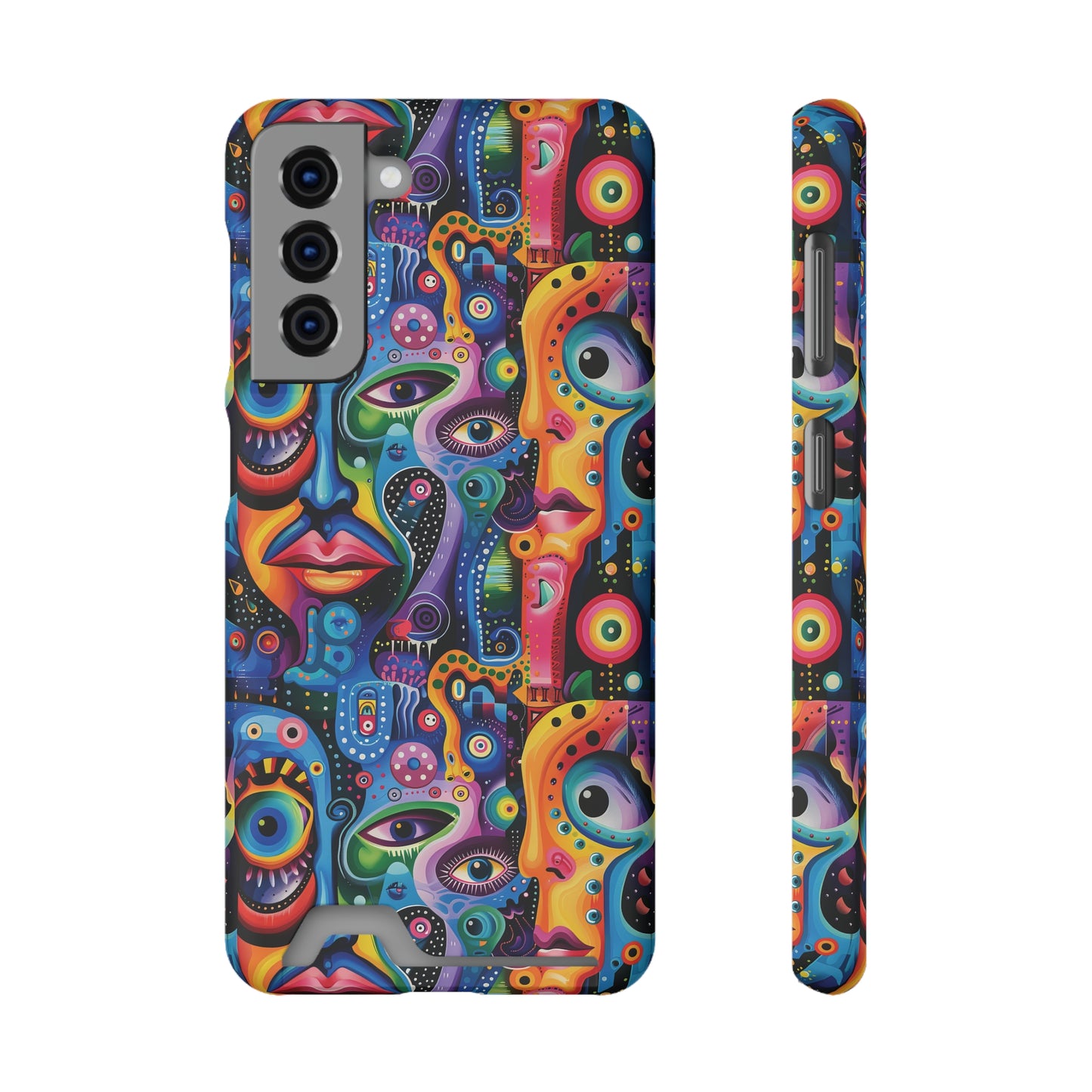 Psychedelic Visions Phone Case with Card Holder - Colorful and Stylish Design for Creatives