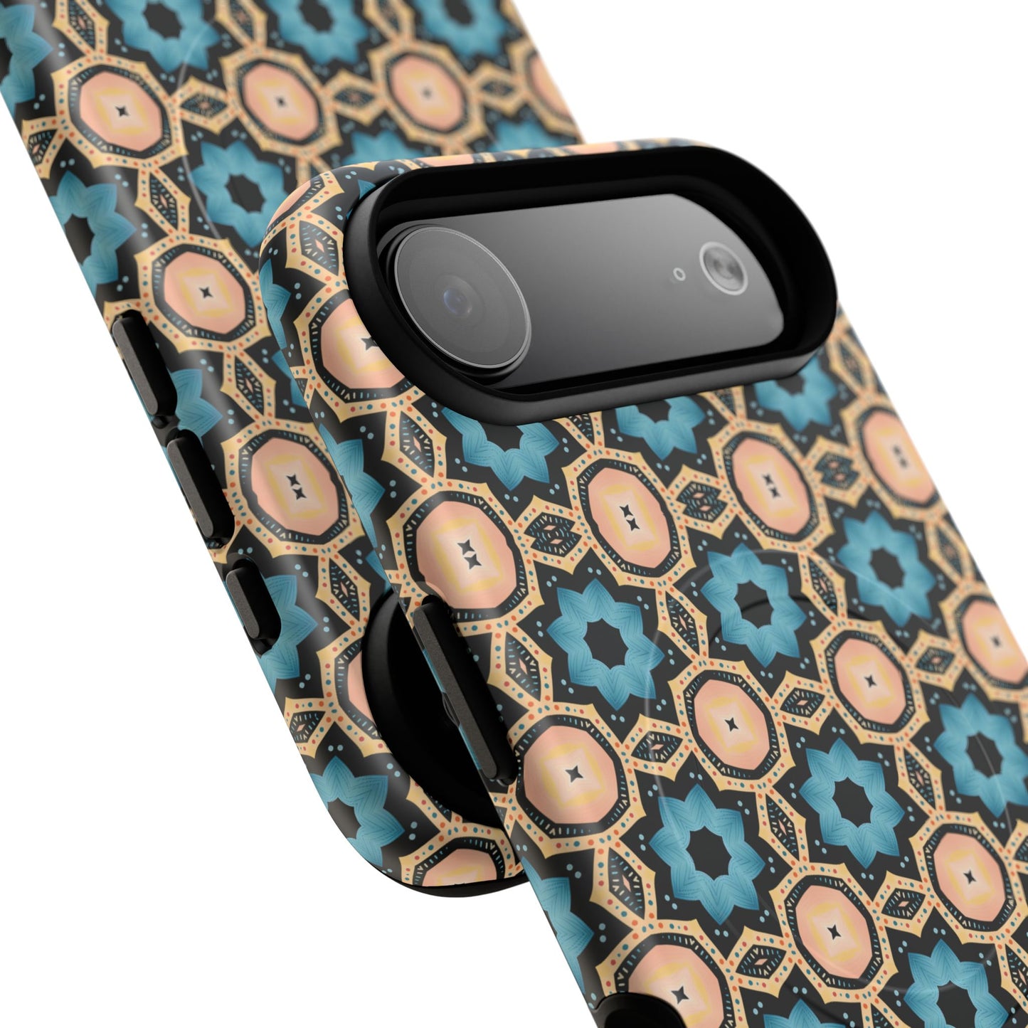 Sahara Star Mosaic Colorful Geometric iPhone Cases, Tough Magnetic iPhone Cases, Vibrant Design iPhone Cover, Durable iPhone Protection, Stylish Tech Accessories.
