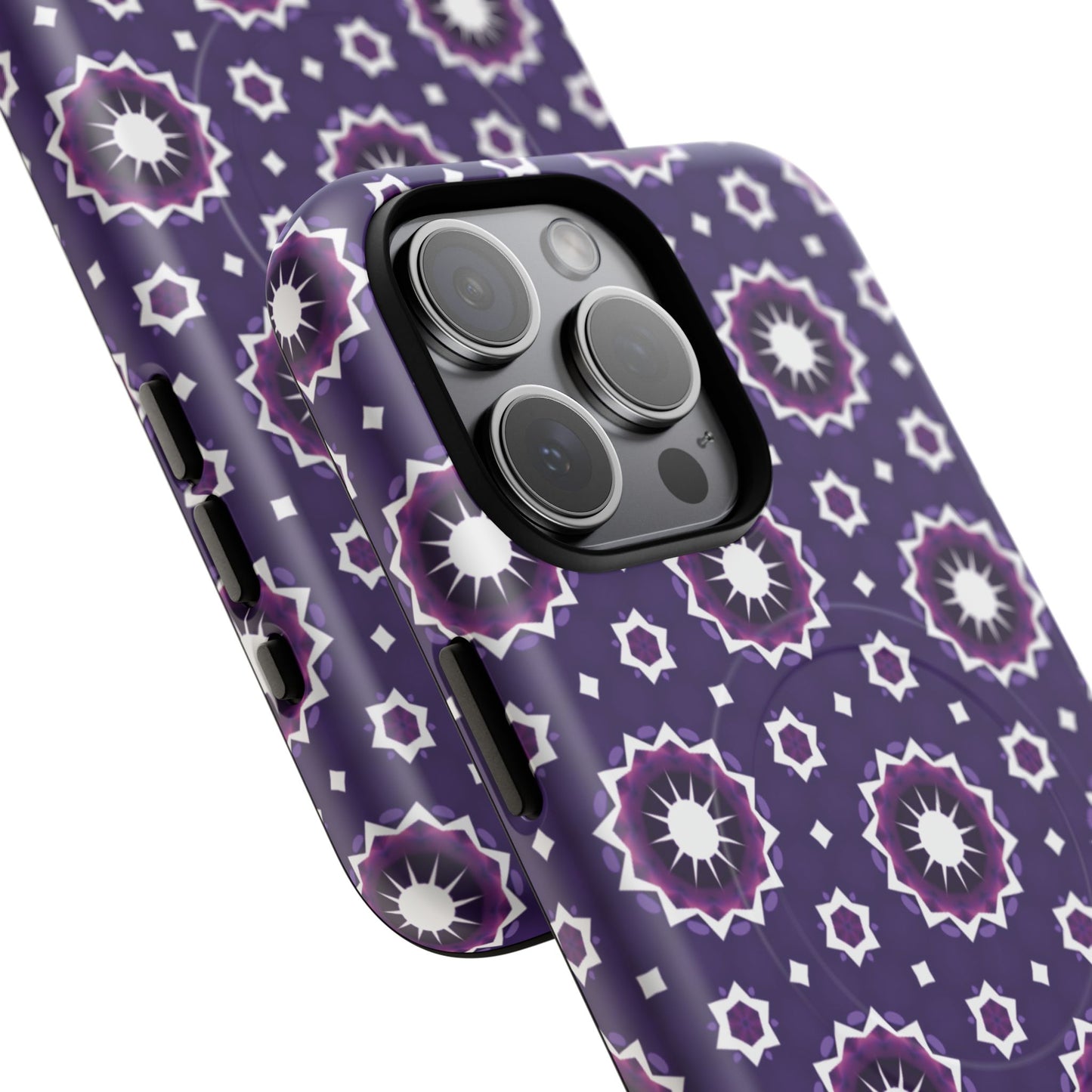 Violet Nova Bloom Stylish Tough Magnetic iPhone Case, Purple Floral iPhone Cover, Durable Cell iPhone Protector, Gift for Her, Mother's Gift