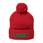 Pom-Pom Knit Cap with 'ELOHIM, GENESIS 1:1'  Embroidery Beanie - Stylish Winter Accessory for All Ages, Perfect Gift for Birthdays, Holidays, and Outdoor Activities