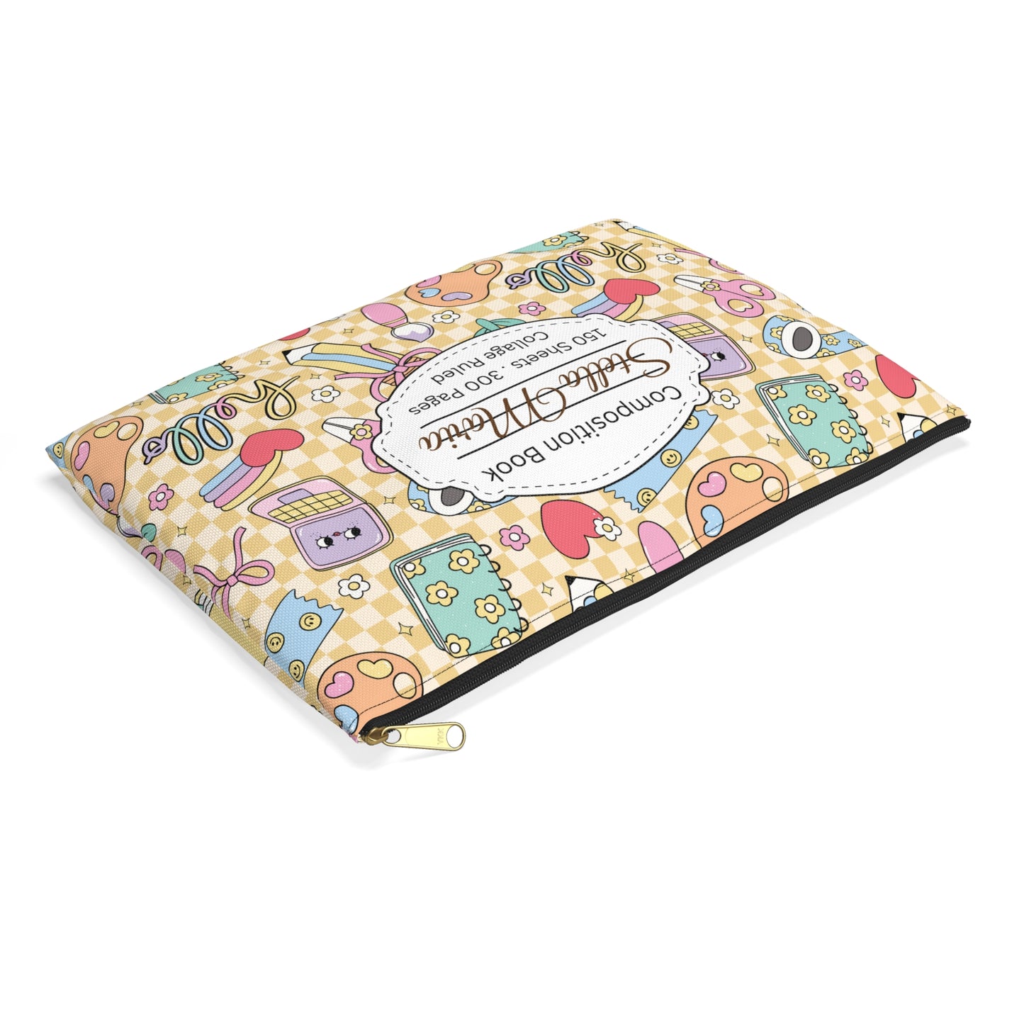 Personalized Doodle Daydream Composition Book Inspired Accessory Pouch, Kids School Supplies, Classroom Organizer, Teacher Gift, Fun Stationery Case, Back to School