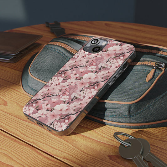 Cherry Blossom Clear Silicone iPhone Cases