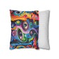 Psychedelic Visions Vibrant Abstract Art Pillowcase - Colorful Decorative Faux Suede Cushion Cover