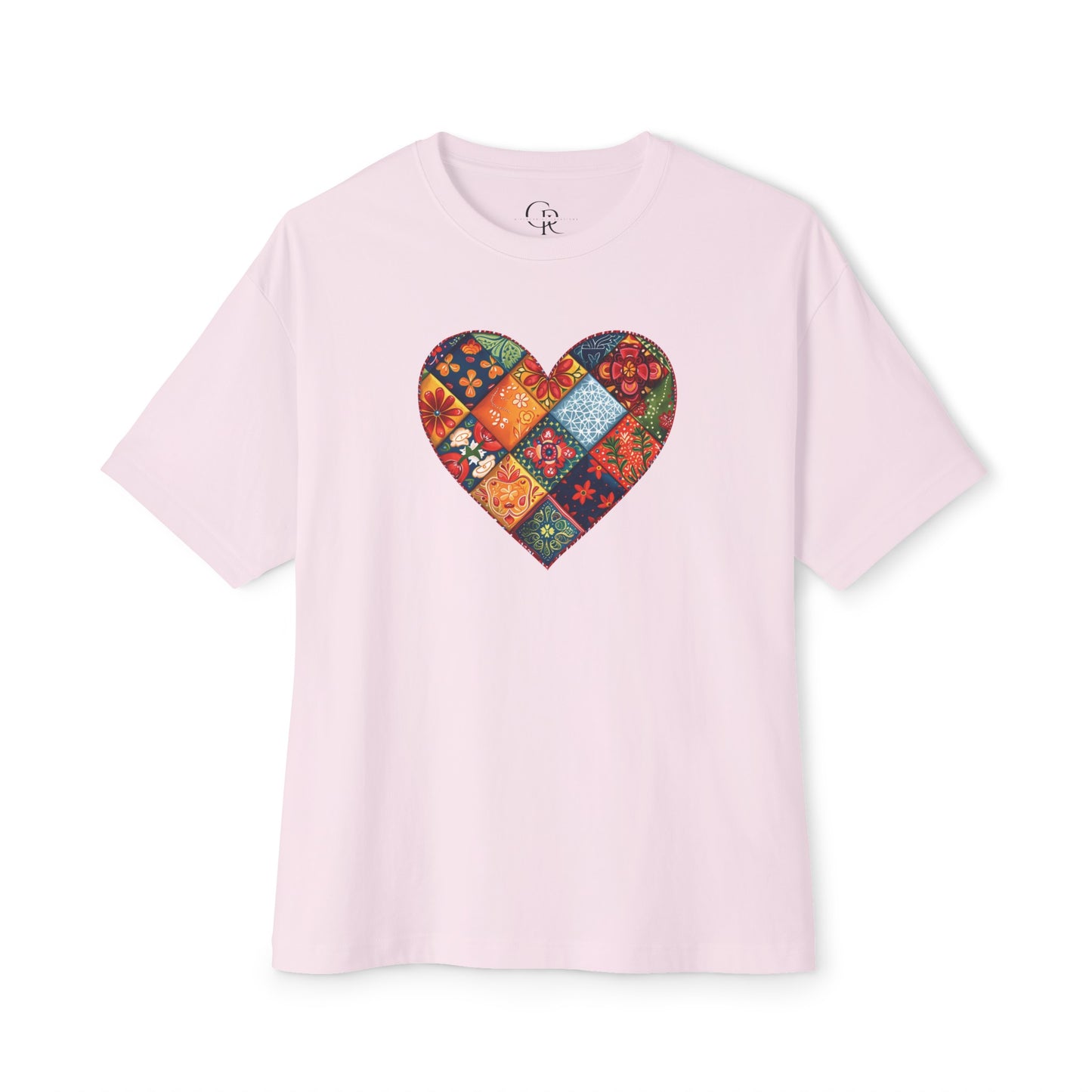 Patchwork Hearts Unisex Oversized Bella Canvas Boxy Tee