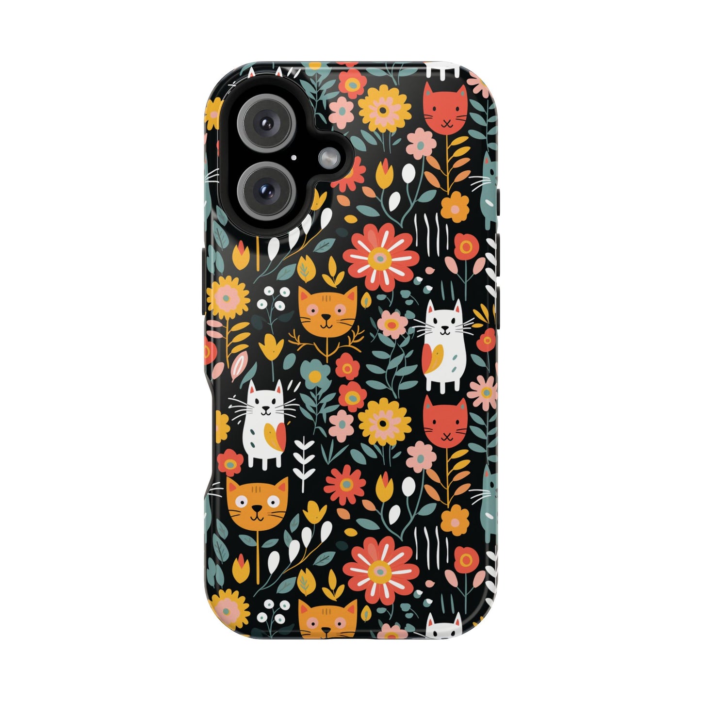 Whimsical Feline Garden Magnetic Tough iPhone Cases