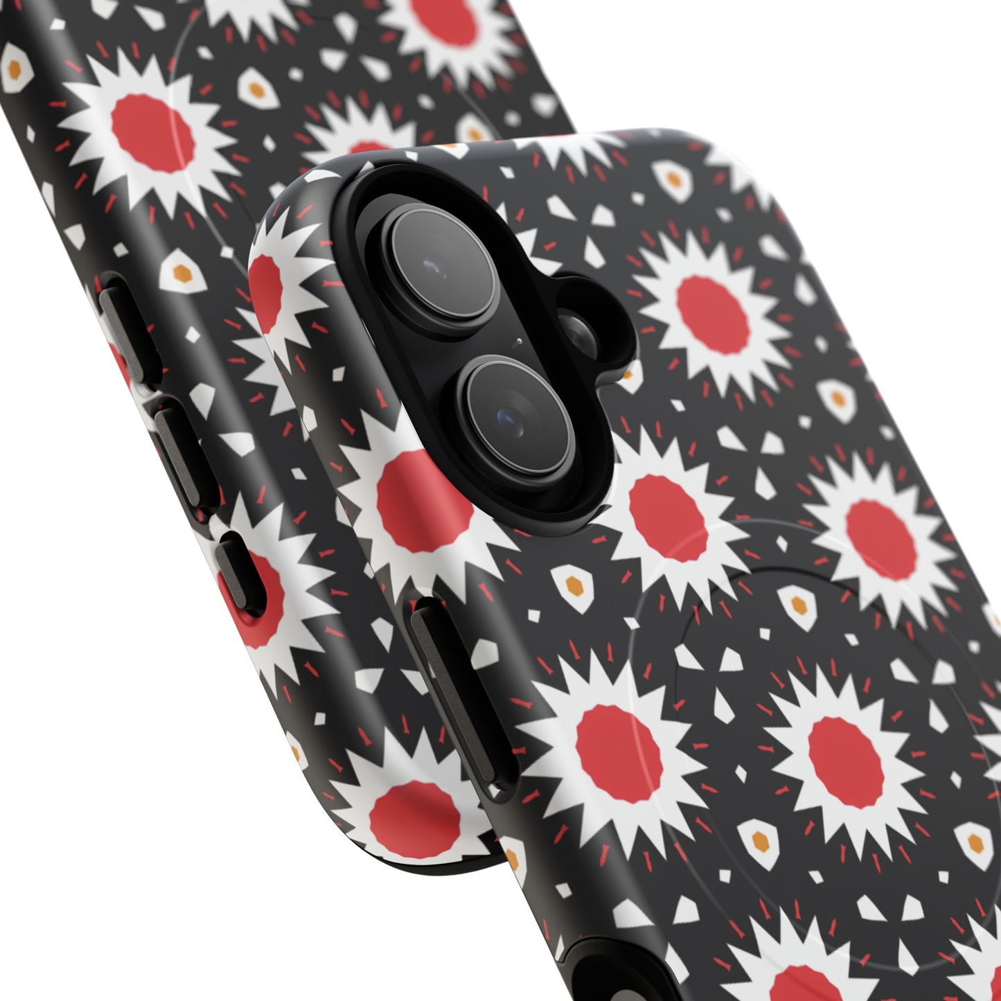 Crimson Spark Radiance Bold Floral Magnetic iPhone Cases, Stylish Tough Cases, Unique iPhone Accessories, Perfect Gift for Her, Trendy Tech Gear.