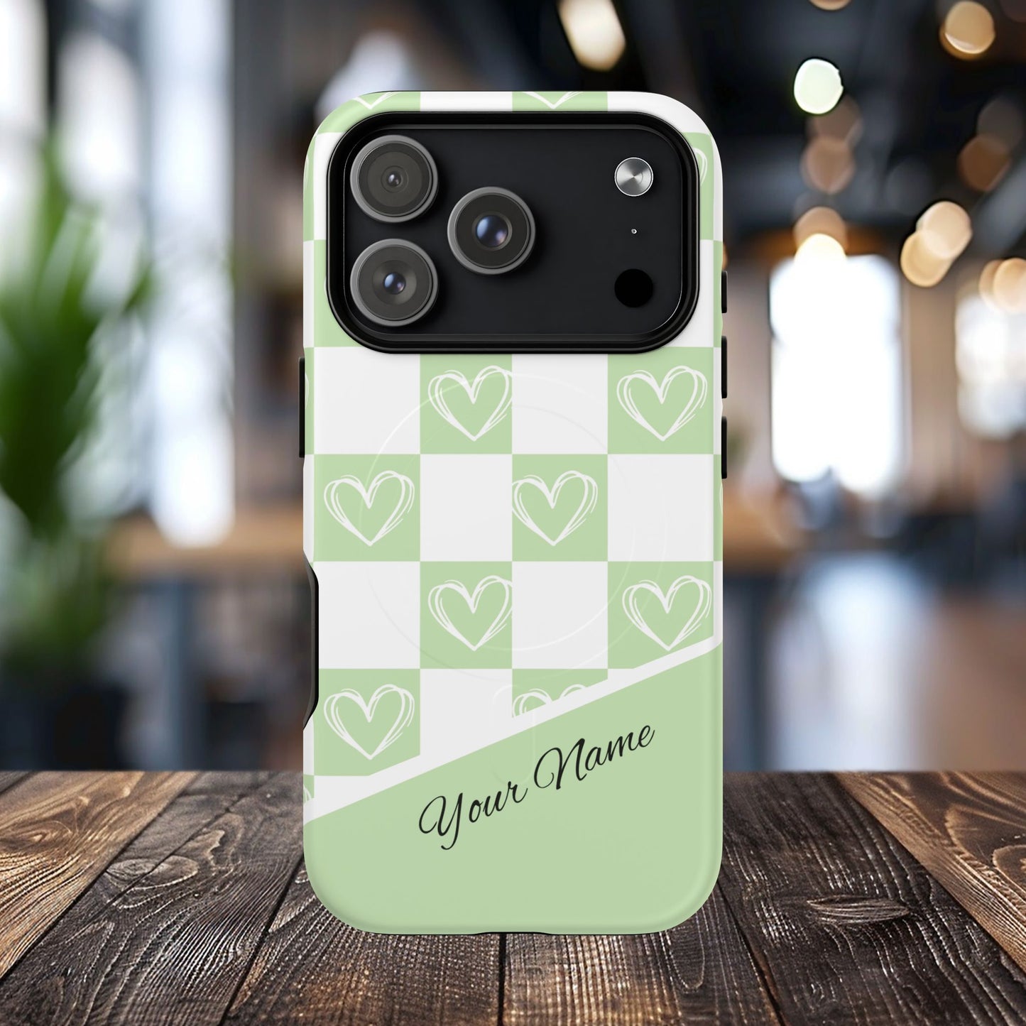Personalized Chic Heart Pattern iPhone Case | Tough Magnetic Cases, Stylish iPhone Protection, Gift for Her, Trendy Accessories, Everyday Use