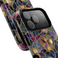 Chromatic Bloom Tough iPhone Magnetic Case, Tough iPhone Cover, Floral iPhone Accessory, Birthday Gift, Elegant Tech Decor, MagSafe Stained Glass Pattern.